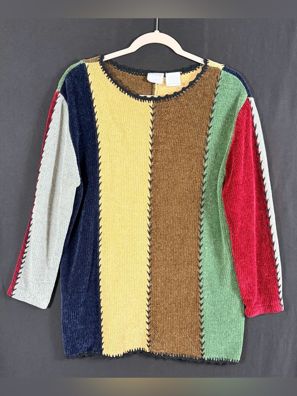 Blair Sweater Women’s M Stripe Patchwork Knit Disney Bound Sally Boho Teacher